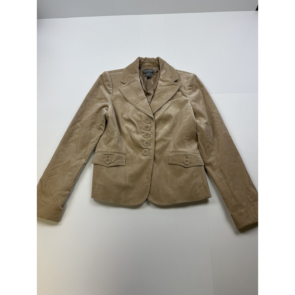 Ann Taylor Blazer Jacket Womens Size 0 Velvet Beige